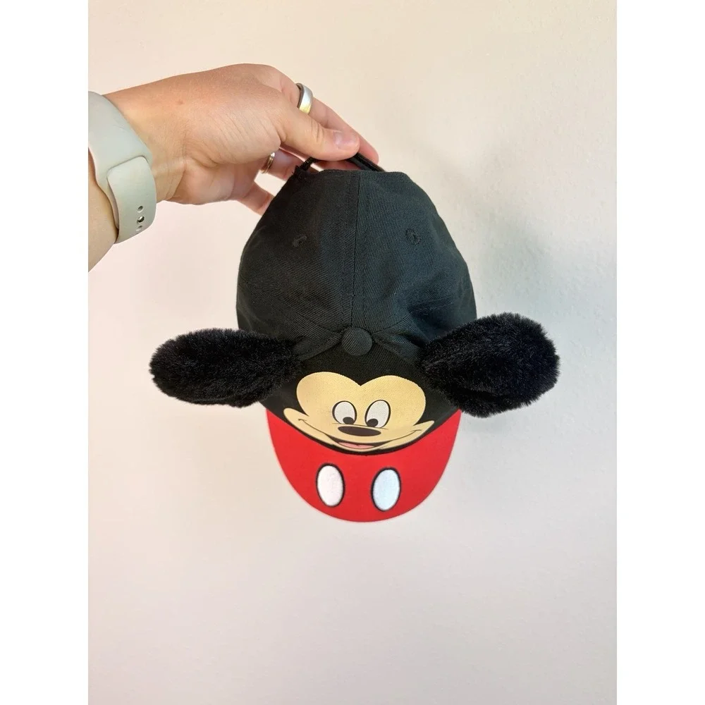 Disney Mickey Mouse Toddler Adjustable Baseball Cap Hat Black/Red Plush Ears